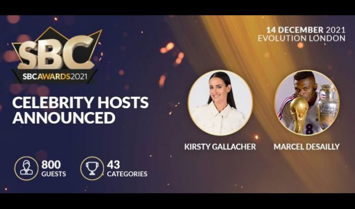 World Cup winner Marcel Desailly and leading news and sports broadcaster Kirsty Gallacher will be the hosts for the SBC Awards 2021, which take place on 14 December at Evolution London